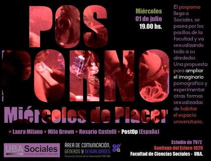 Así se convocó al evento de posporno en la Facultad de Sociales