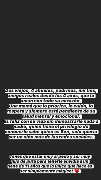 Así se expresó Gianinna en sus Historias.