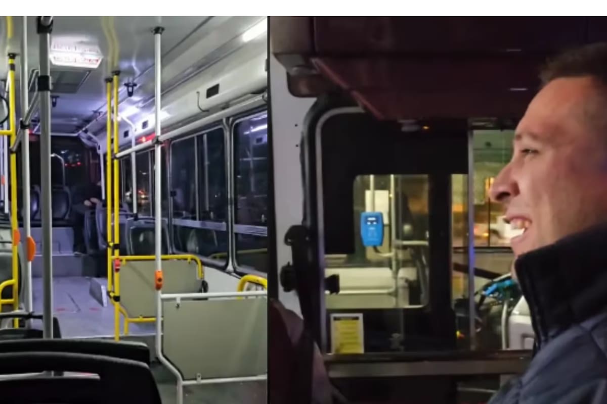 Así se sorprendió un colectivero al finalizar su horario laboral. Fuente: TikTok/@alexisflamenco95