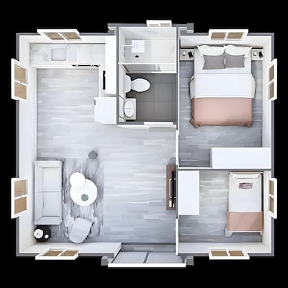Así se ve desde arriba la distribución estándar de la casa prefabricada (Amazon/Weipp)