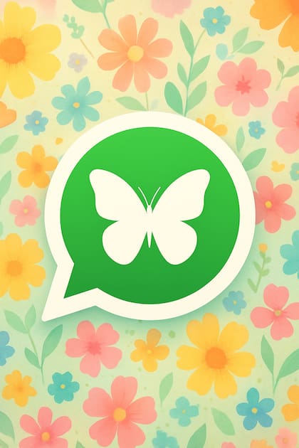 Así se ve el "modo mariposa" de WhatsApp (imagen generada con IA)