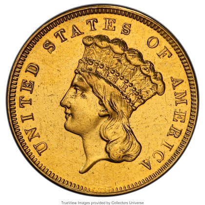Así se ve la costosa moneda de tres dólares