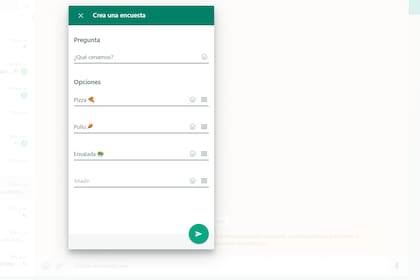 Así se ve la creación de una encuesta en Whatsapp