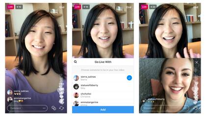 Así se ve la nueva función de Instagram Live compartido entre dos usuarios de la aplicación durante una transmisión en vivo