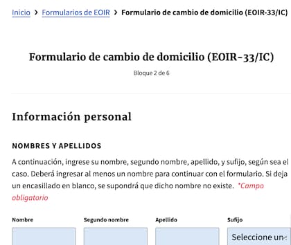Así se ve la plataforma del cambio de domicilio