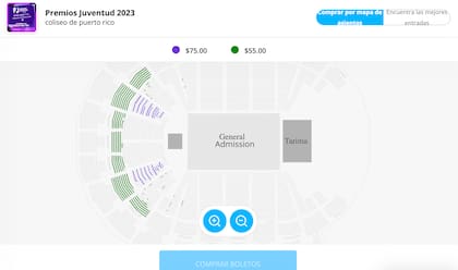 Así se ve la plataforma oficial para comprar los boletos de Premios Juventud 2023