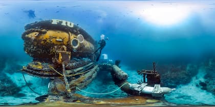 Así se ve por fuera la Base Arrecifal Aquarius, instalada a unos kilómetros frente a las costas de Florida