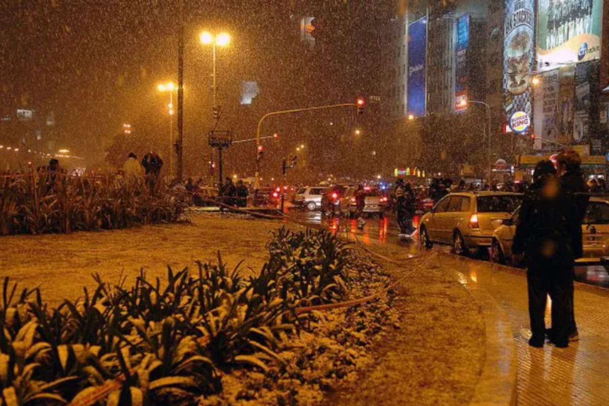 Así se veía el centro porteño, tras la nevada en 2007