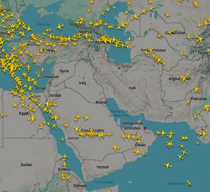 Así se veía el espacio Aéreo sobre Iran, Irak y Kuwait al comienzo de la guerra