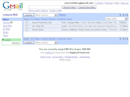 Así se veía Gmail cuando nació hace 20 años