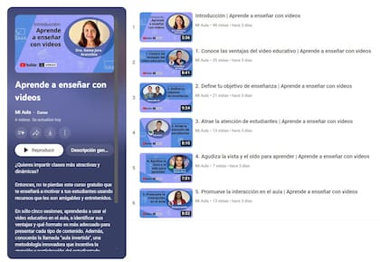 Así se ven los Cursos en YouTube: con la estructura de las lecciones, la posibilidad de descargar contenido y más