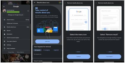 Así se verá el apartado donde Google permitirá eliminar contenido personal de sus resultados de búsqueda desde una app