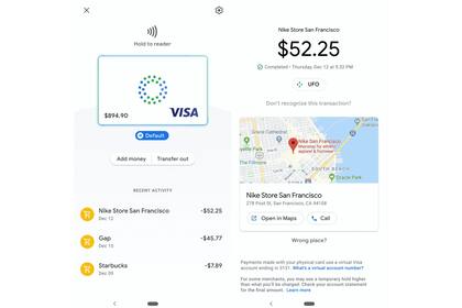 Así se verá la interfaz de gestión de la tarjeta de crédito de Google