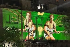 Así se verá la obra de Edgardo Giménez proyectada sobre la fachada del Palacio Bosch