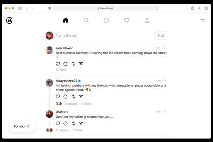 Así se verá la versión Web de la plataforma Threads