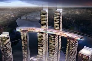 Así es el rascacielos horizontal más alto del mundo que se apoya sobre cuatro torres