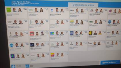 Así se verán los candidatos de Neuquén expresados en la pantalla que traslada el voto a la Boleta Única Electrónica