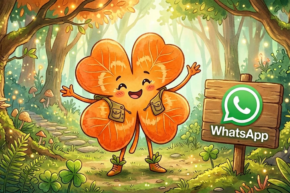 Así se vería el "modo trébol naranja" de WhatsApp (imagen representativa generada con IA)