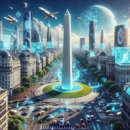 Así se vería la Avenida 9 de Julio en 100 años, según Copilot