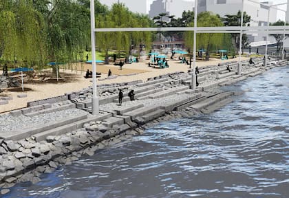 Así será la playa rocosa de Manhattan