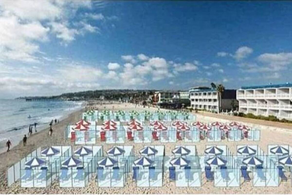 Así serían las mamparas en las playas que diseño la compañía italiana