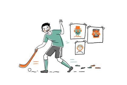 Astor juega al hockey y disfruta mucho de dibujar