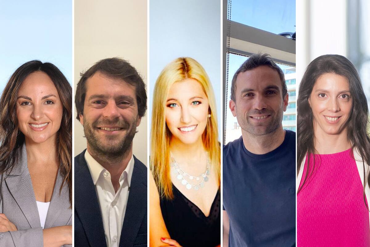 Astrid Mirkin (TikTok); Matías Grimaux (Segafredo); Agustina Fainguersch (Meta); Franco Lena (Rappi); y Elisa Frías (Uber)