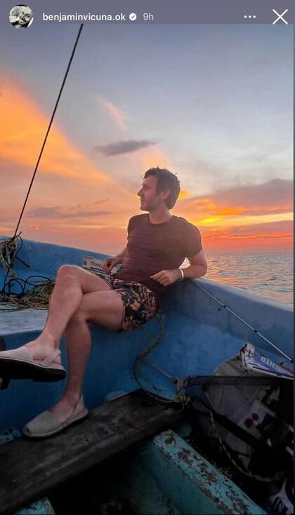 Atardecer de pesca para el clan Vicuña (Foto: Instagram @benjaminvicuna.ok)