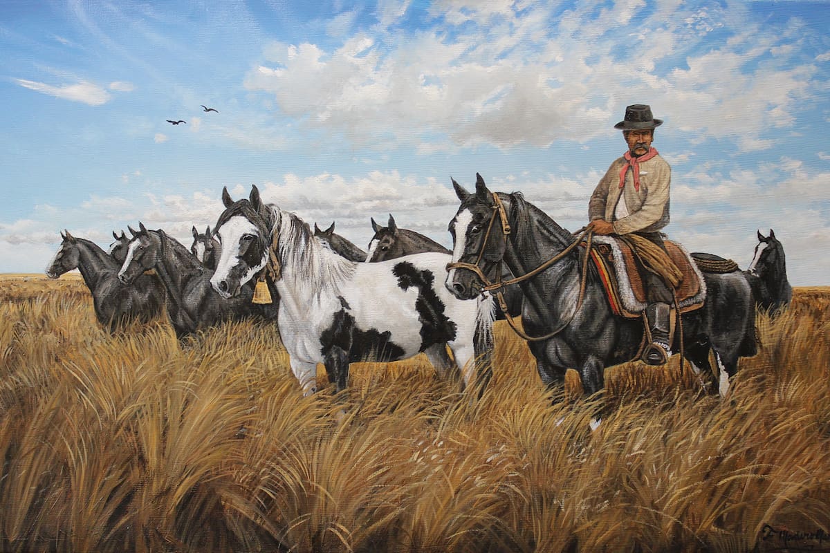 “Atentos al grito del chajá”, óleo sobre tela, de Francisco Madero Marenco