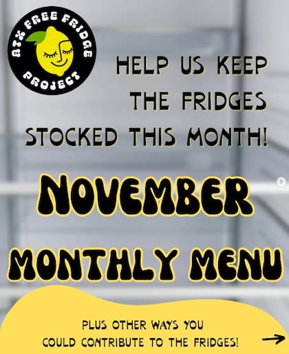 ATX Free Fridge Project es una iniciativa que invita a los vecinos a dejar alimentos dentro de sus refrigeradores para que otras personas puedan tomarlos (Instagram/@atxfreefridge)