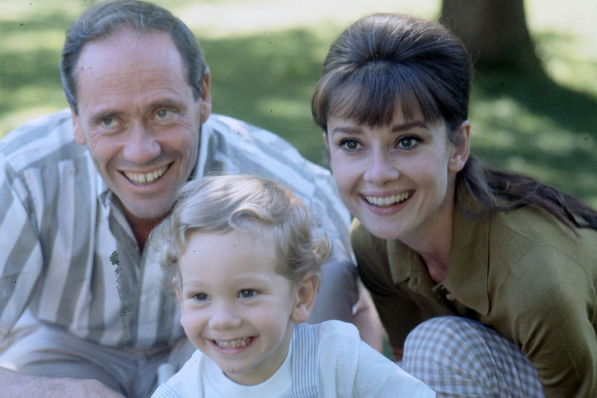 Audrey Hepburn junto a su marido Mel Ferrer y su hijo Sean