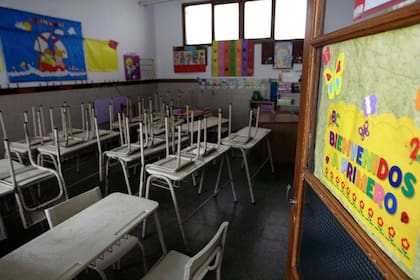 Aula vacía en la escuela 6 de Mar del Plata