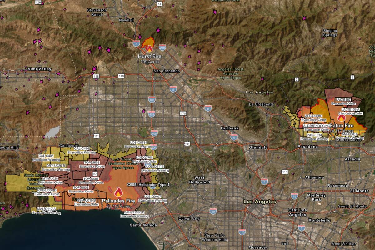Aún son cuatro los focos activos en el sur de California; dos de ellos tienen un alto grado de avance en su contención