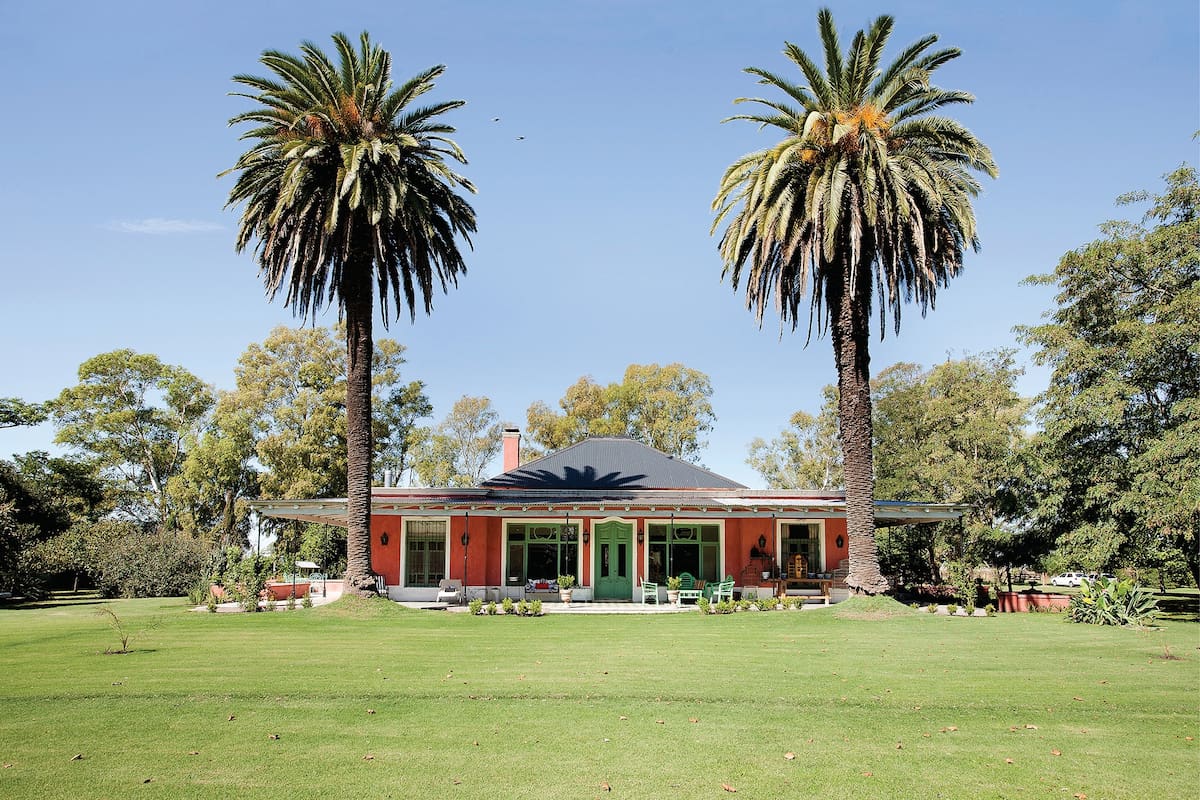 Aunque cueste creerlo, estas dos palmeras y el techo a cuatro aguas son casi lo único que quedó de la estructura y entorno original de la casa.