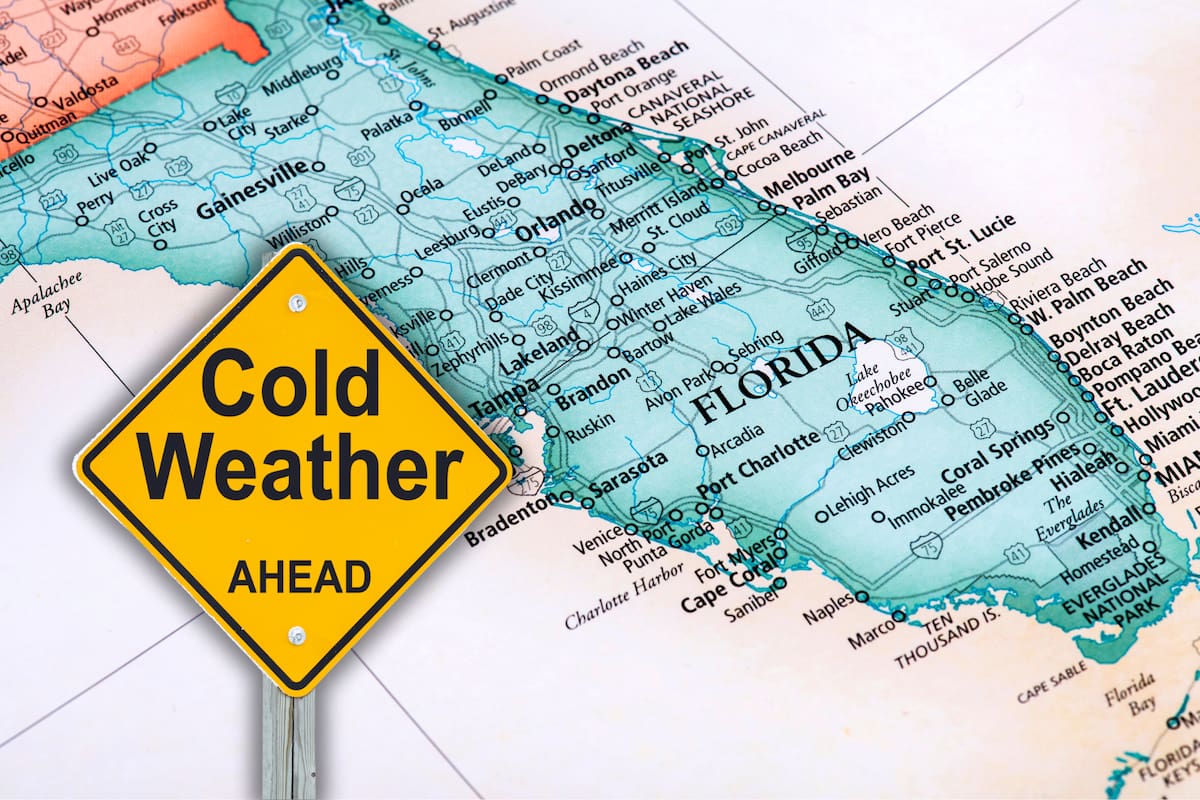 Aunque Florida se mantiene al margen de la nieve histórica que afecta al resto de EE. UU., un fuerte sistema de alta presión al norte impulsará aire ártico sobre la península