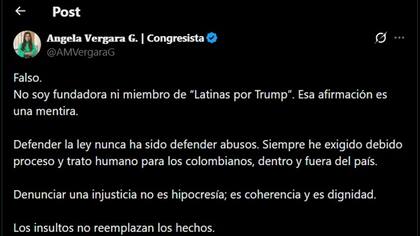 Aunque mantiene afinidades políticas con el presidente de EE.UU., la congresista colombiana niega estar vinculada a "Latinas por Trump"