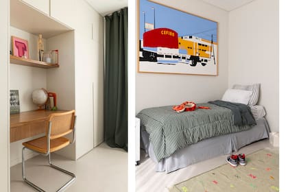 Aunque no pierde el clima infantil, el cuarto de Theo tiene una gran cuota de arte y diseño.