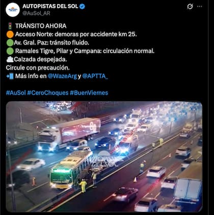 Autopistas del Sol informó que el camino ya se encuentra liberado al tránsito