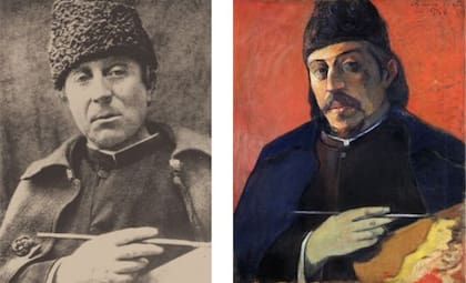"Autorretrato con paleta" (der.), pintado en 1893-4 a partir del retrato de la izquierda pero con facciones más "indias"