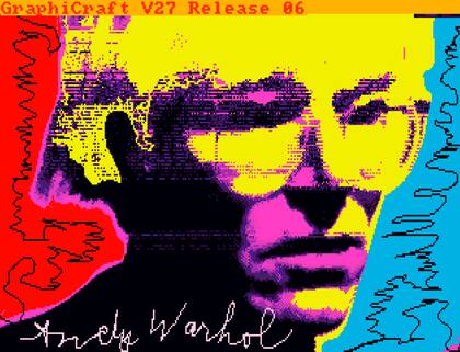 Autorretrato digital de Andy Warhol, creado con un ordenador Commodore en 1985