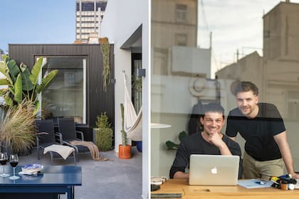 Avanzaron sobre la terraza para construir el nuevo volumen que contiene al cuarto principal. Enfrente, Nery y Sebas, posan en el escritorio que da a la terraza.