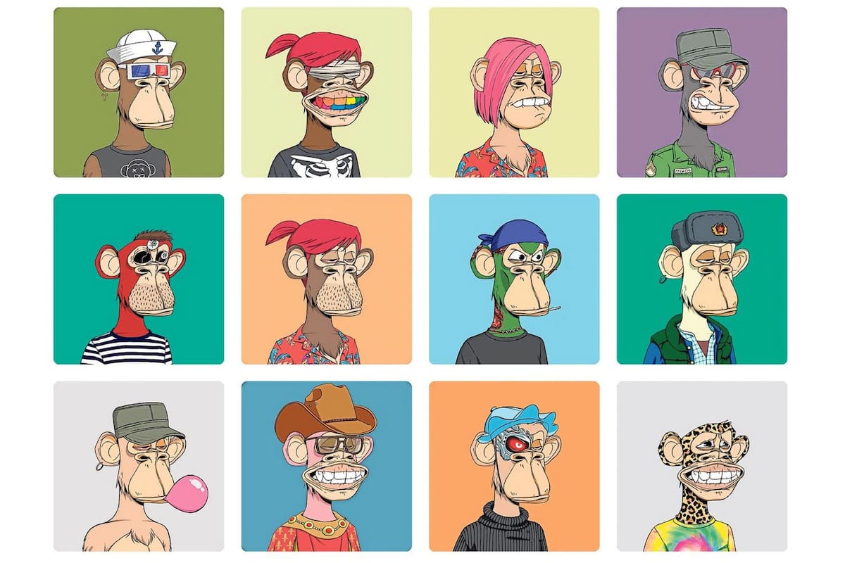 Avatares de Bored Ape Yacht Club, una colección de objetos digitales únicos (NFT) que se han llegado a vender por millones de dólares