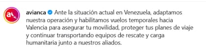Avianca anunció vuelos hacia Valencia por los terremotos en Venezuela