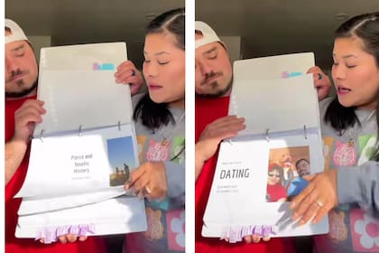 Aviles se presentó a la entrevista con una carpeta llena de fotos para contar la historia de la pareja