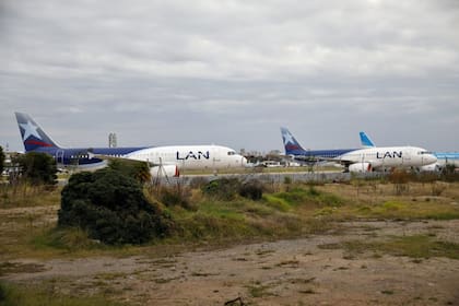 Aviones de LAN en Aeroparque, el 17 de junio de 2020