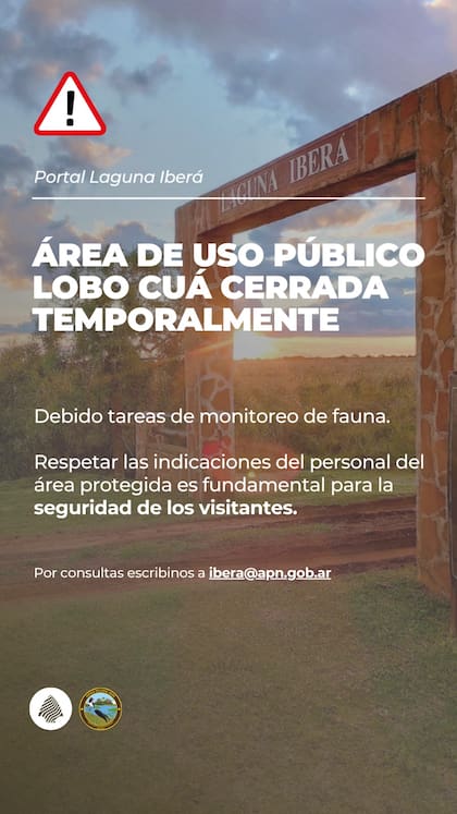 Aviso de cierre temporal del portal Laguna Iberá