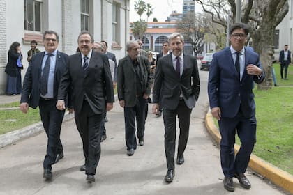 Avruj, Ricardo Alfonsín, Frigerio y Garavano, en el predio de la ex-ESMA