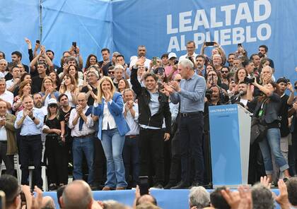 Axel Kicillof, ayer en el acto por el día de la lealtad, en Berisso