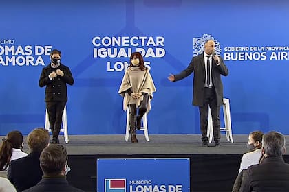 Axel Kicillof, Cristina Kirchner y Martín Insaurralde, en Lomas de Zamora