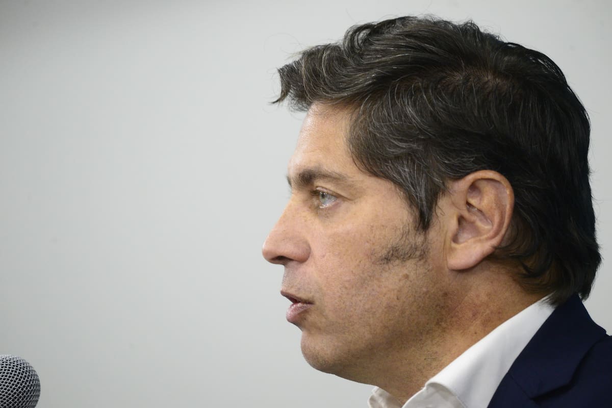 Axel Kicillof en la Sala de Conferencias de la gobernación.